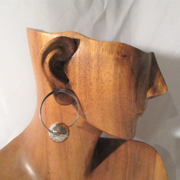 925 STERLING SILVER HOOP BALL Pierced Earring Jewelry ETHNIC Boho Festival - Picture 2 of 4